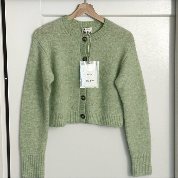 Acne Studios Kari Cropped Stretch-knit Cardigan XXS - Picture 2 of 3